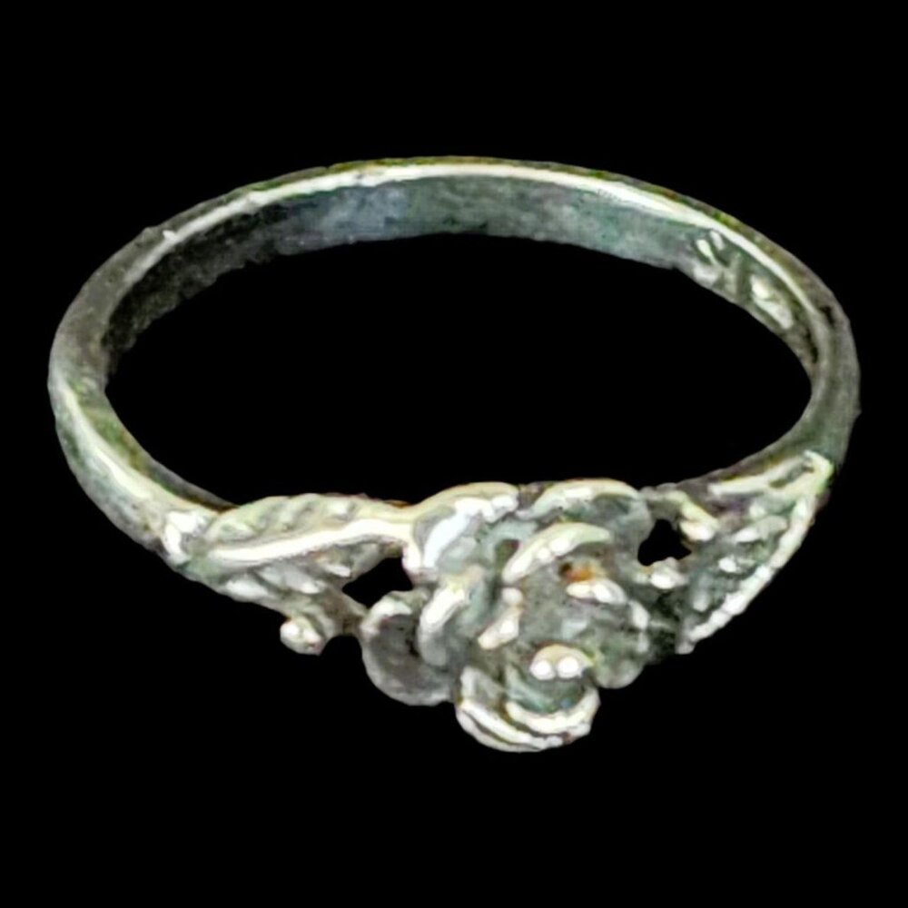 Vintage Delicate 925 Sterling Silver Floral Rose Ring - Picture 4 of 7